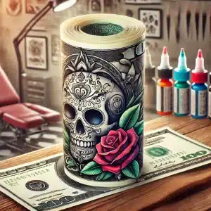 roll of money in a tattoo shop